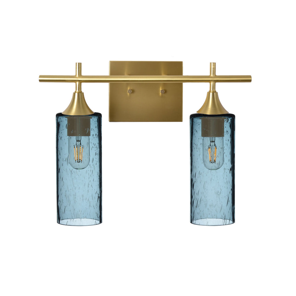 513 2-Light Wall Vanity-Glass-Bicycle Glass Co - Hotshop-Brushed Nickel-Lunar-Steel Blue-Bicycle Glass Co