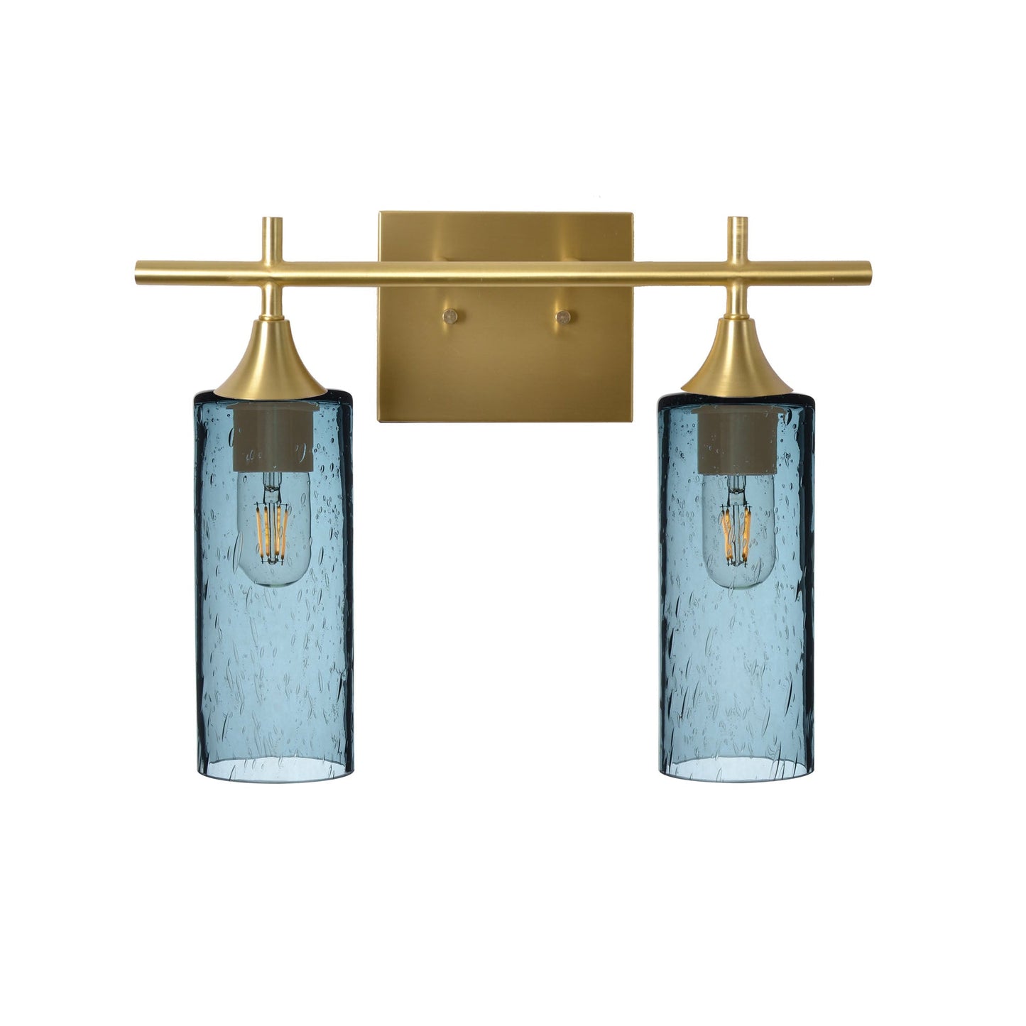 513 2-Light Wall Vanity-Glass-Bicycle Glass Co - Hotshop-Brushed Nickel-Lunar-Steel Blue-Bicycle Glass Co