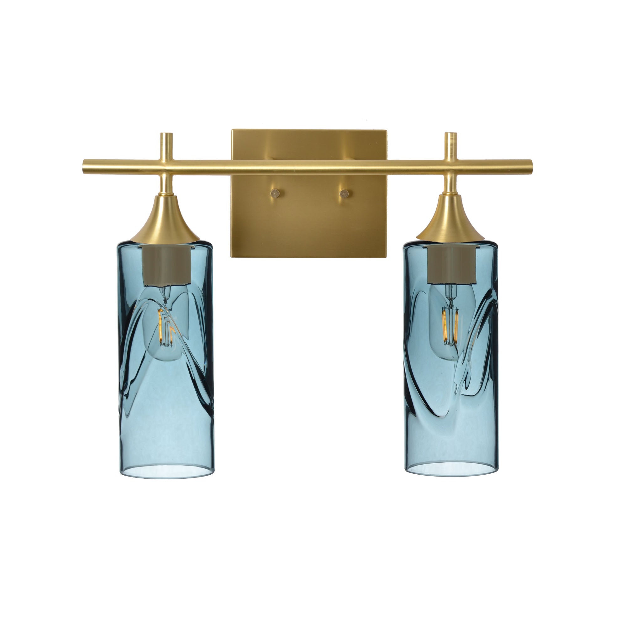 513 2-Light Wall Vanity-Glass-Bicycle Glass Co - Hotshop-Brushed Nickel-Lunar-Steel Blue-Bicycle Glass Co