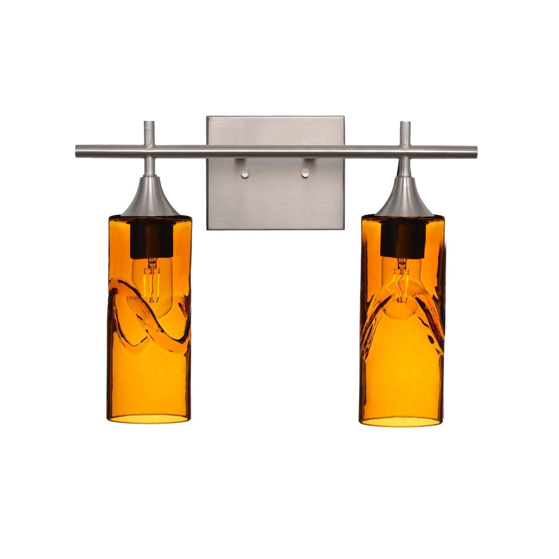 513 2-Light Wall Vanity-Glass-Bicycle Glass Co - Hotshop-Brushed Nickel-Swell-Golden Amber-Bicycle Glass Co