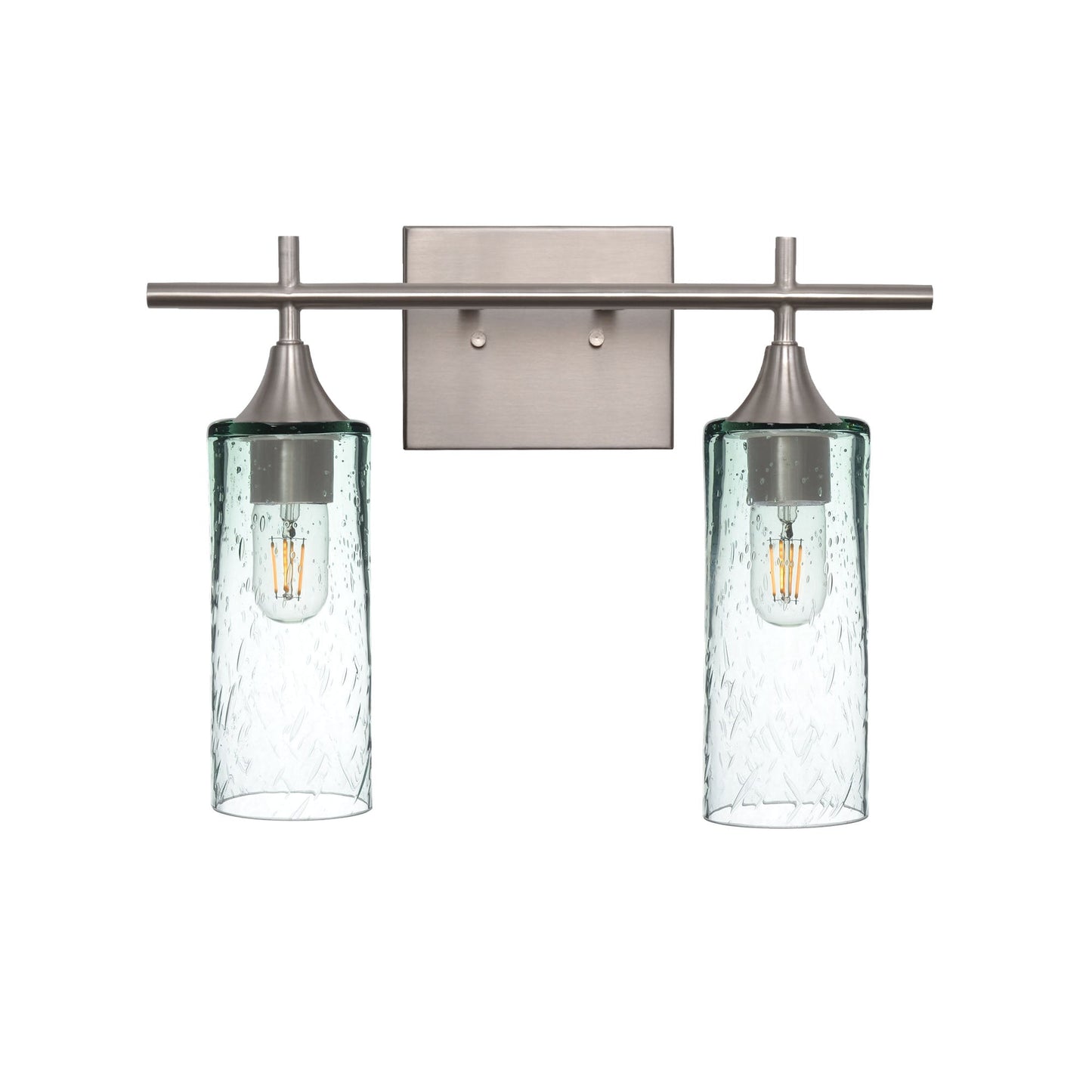 513 2-Light Wall Vanity-Glass-Bicycle Glass Co - Hotshop-Brushed Nickel-Lunar-Eco Clear-Bicycle Glass Co