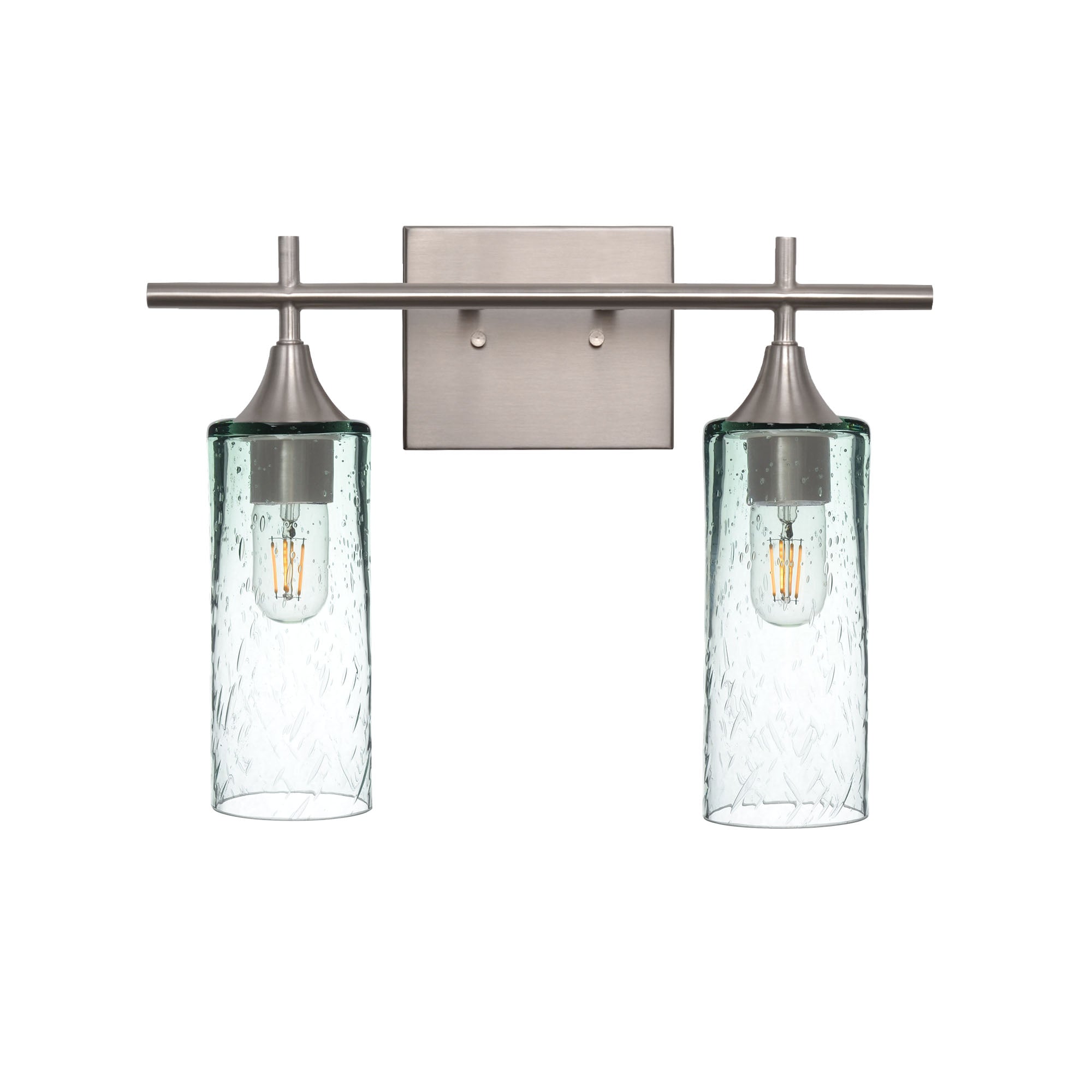 513 2-Light Wall Vanity-Glass-Bicycle Glass Co - Hotshop-Brushed Nickel-Lunar-Eco Clear-Bicycle Glass Co