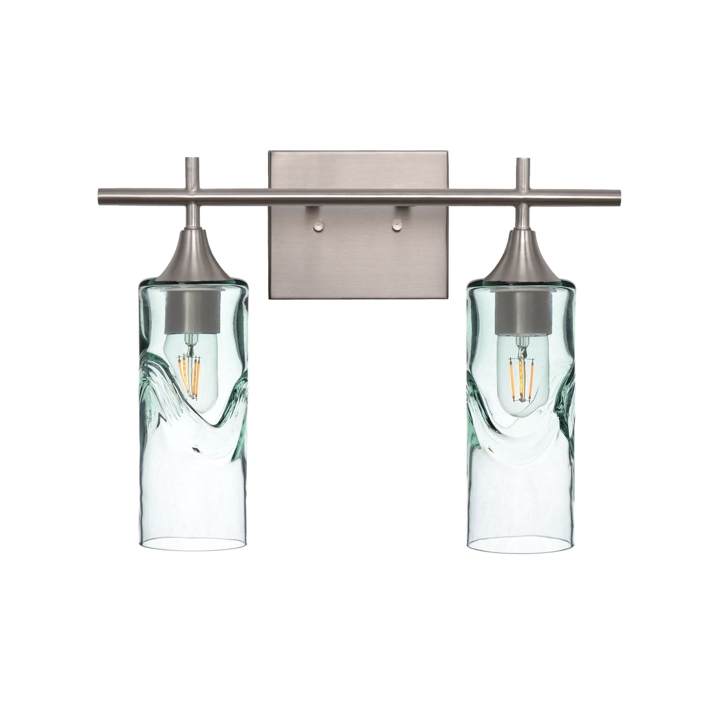 513 2-Light Wall Vanity-Glass-Bicycle Glass Co - Hotshop-Brushed Nickel-Swell-Eco Clear-Bicycle Glass Co