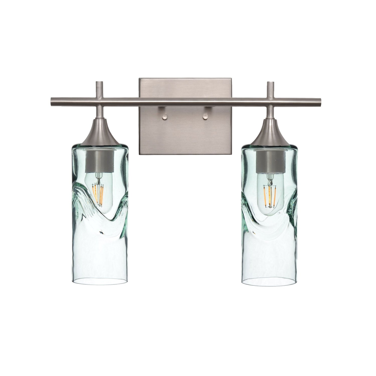 513 2-Light Wall Vanity-Glass-Bicycle Glass Co - Hotshop-Brushed Nickel-Swell-Eco Clear-Bicycle Glass Co