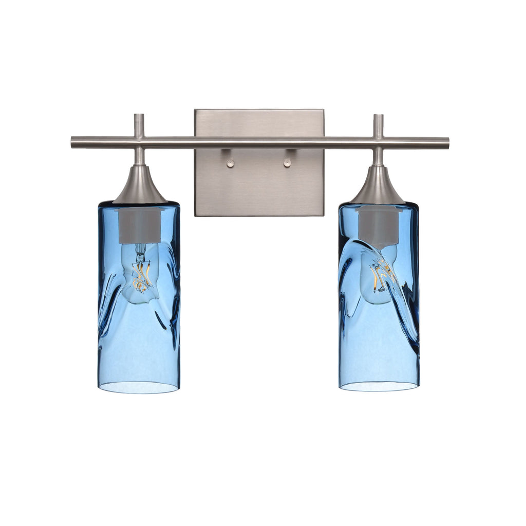 513 2-Light Wall Vanity-Glass-Bicycle Glass Co - Hotshop-Brushed Nickel-Swell-Steel Blue-Bicycle Glass Co