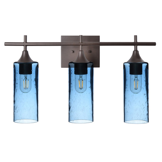 513 3-Light Vanity-Glass-Bicycle Glass Co - Hotshop-Antique Bronze-Lunar-Steel Blue-Bicycle Glass Co