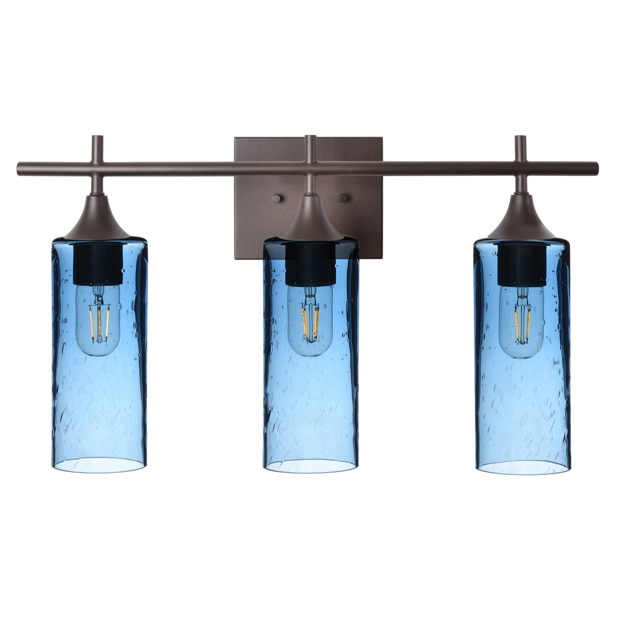 513 3-Light Vanity-Glass-Bicycle Glass Co - Hotshop-Antique Bronze-Lunar-Steel Blue-Bicycle Glass Co