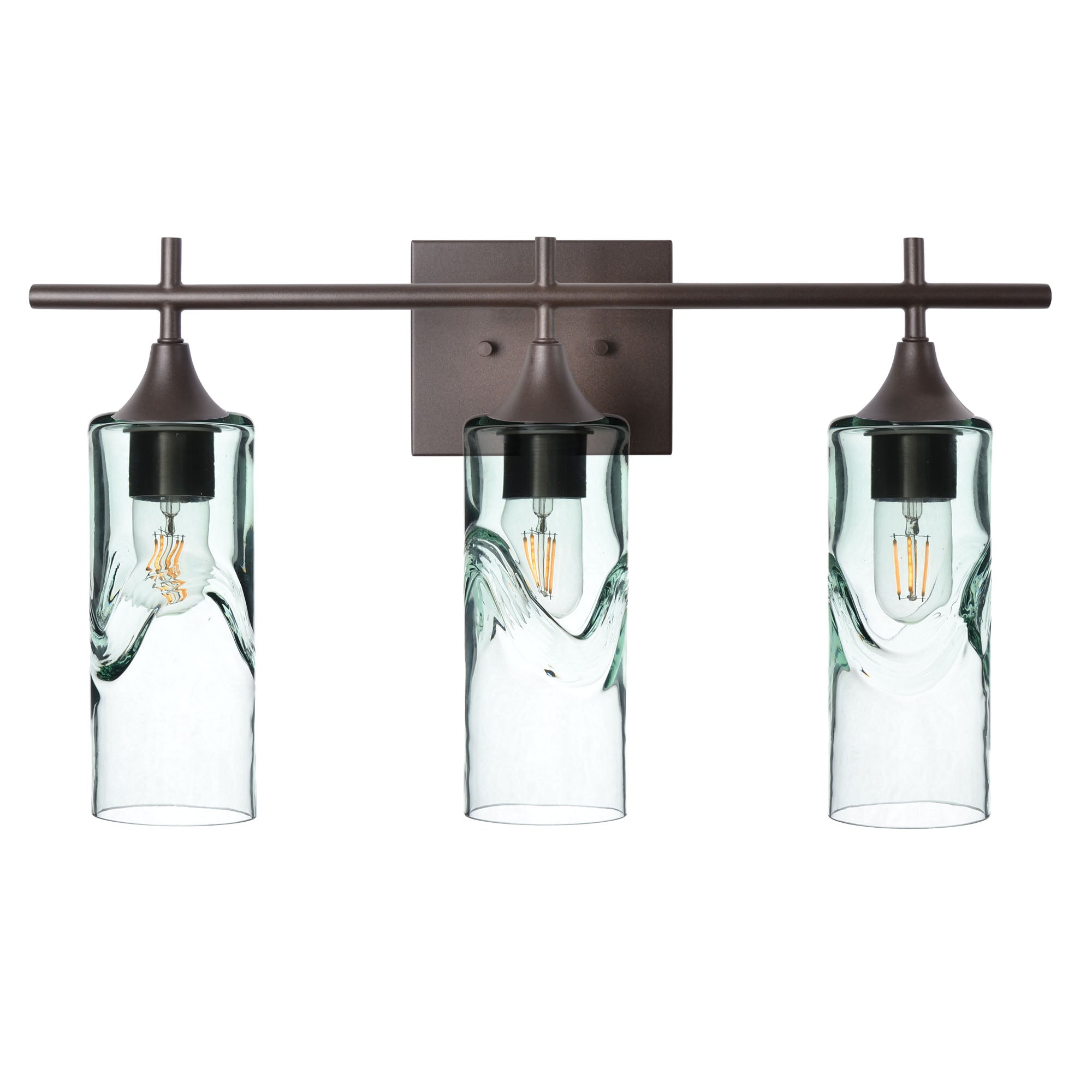 513 3-Light Vanity-Glass-Bicycle Glass Co - Hotshop-Antique Bronze-Swell-Eco Clear-Bicycle Glass Co