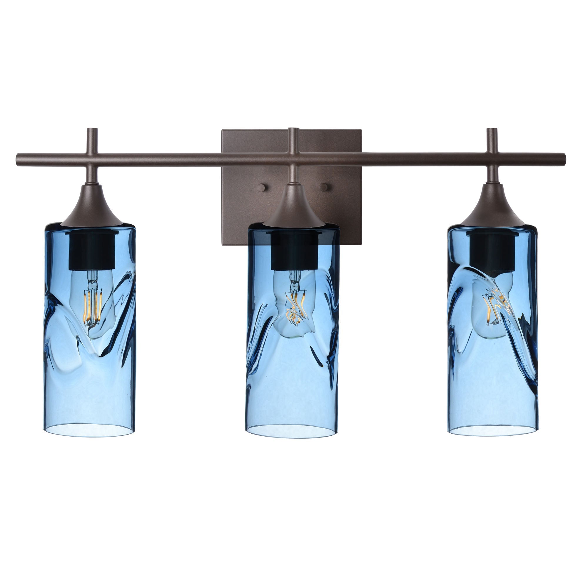 513 3-Light Vanity-Glass-Bicycle Glass Co - Hotshop-Antique Bronze-Swell-Steel Blue-Bicycle Glass Co