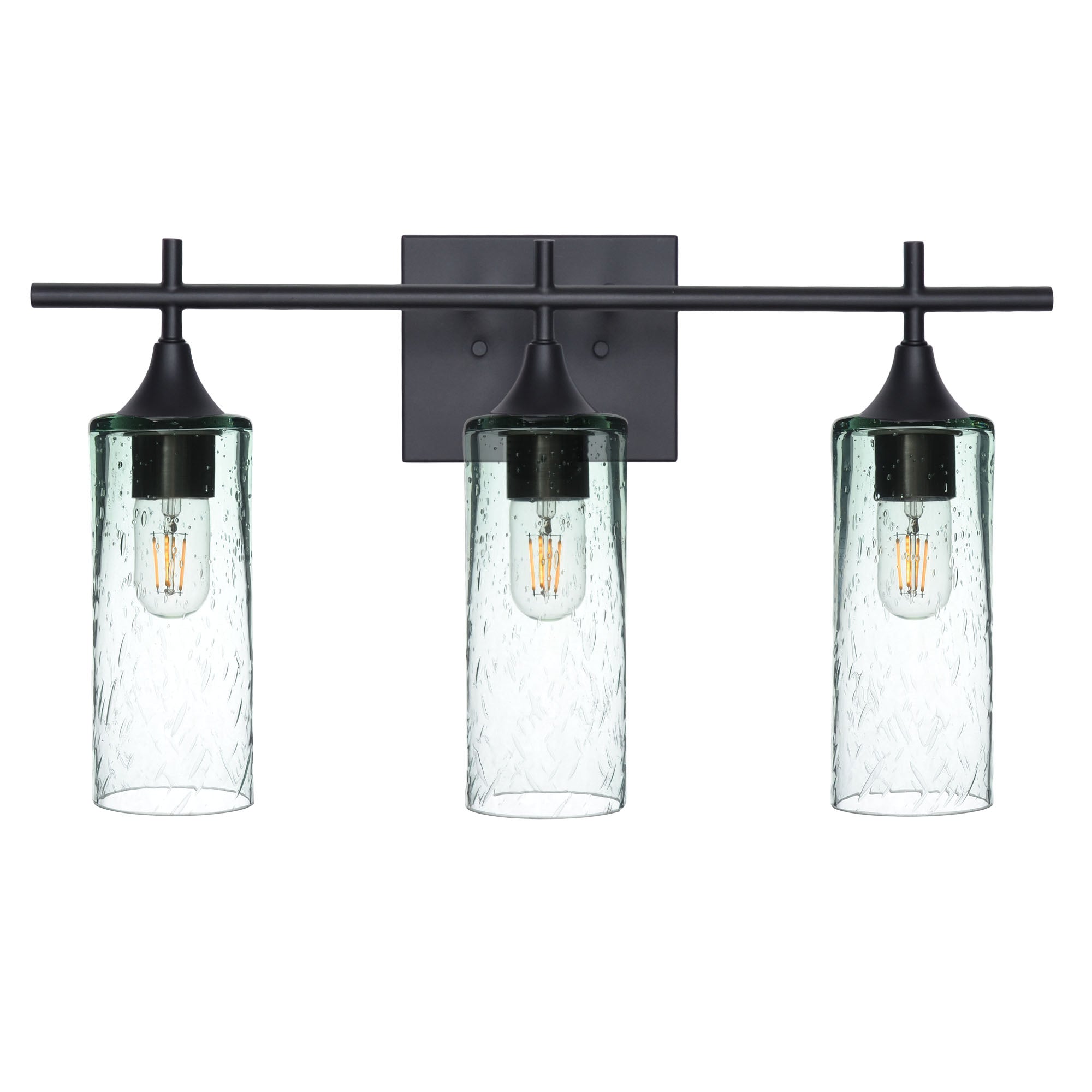 513 3-Light Vanity-Glass-Bicycle Glass Co - Hotshop-Matte Black-Lunar-Eco Clear-Bicycle Glass Co