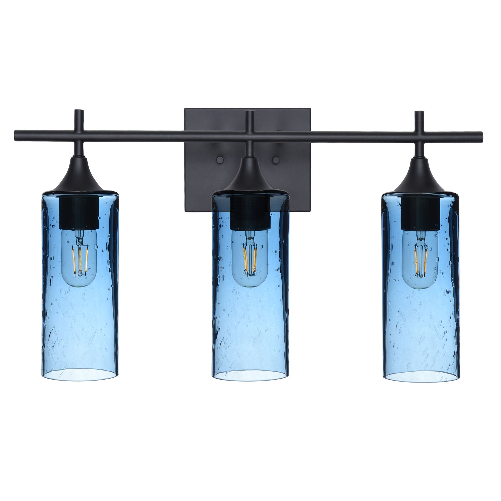 513 3-Light Vanity-Glass-Bicycle Glass Co - Hotshop-Matte Black-Lunar-Steel Blue-Bicycle Glass Co