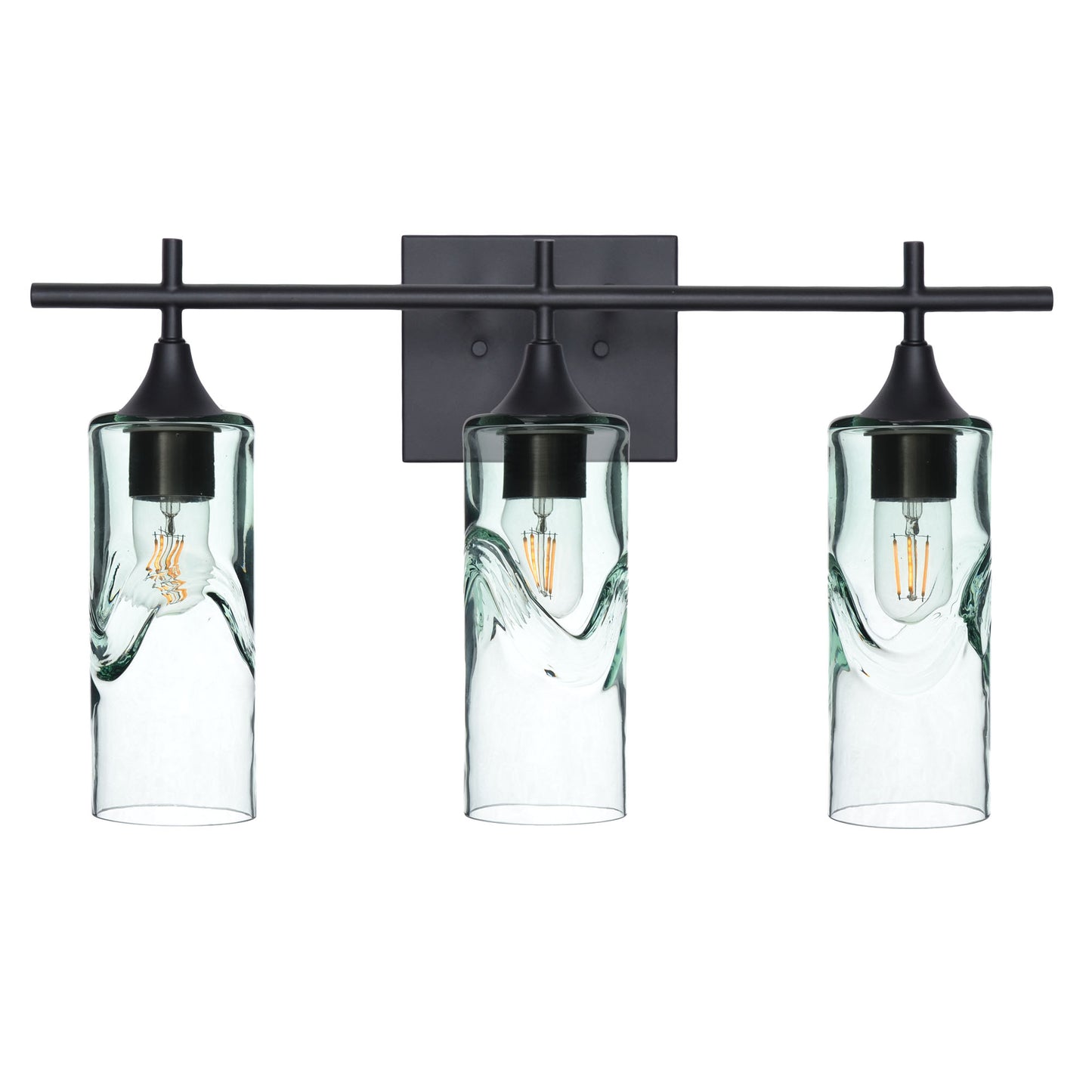 513 3-Light Vanity-Glass-Bicycle Glass Co - Hotshop-Matte Black-Swell-Eco Clear-Bicycle Glass Co