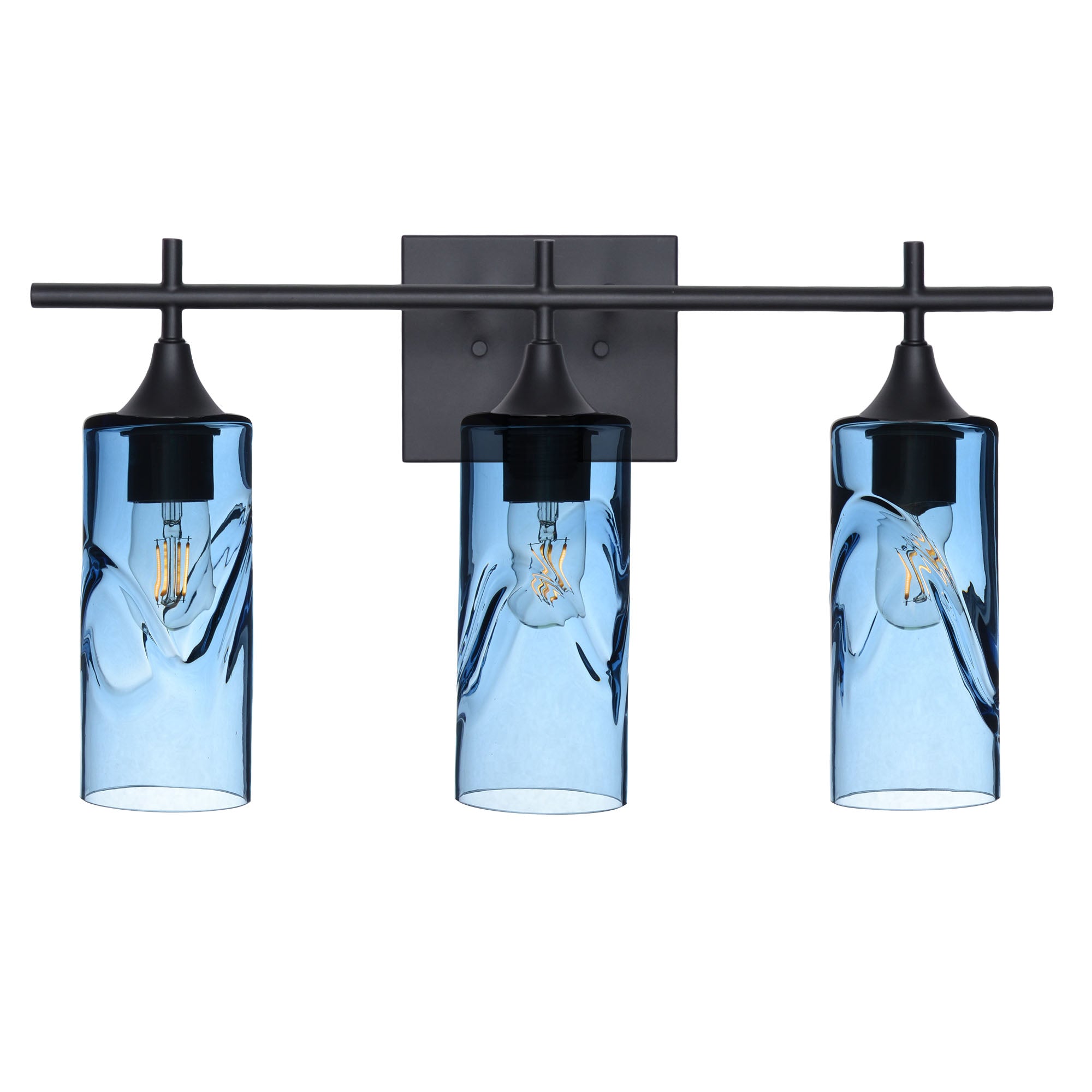 513 3-Light Vanity-Glass-Bicycle Glass Co - Hotshop-Matte Black-Swell-Steel Blue-Bicycle Glass Co