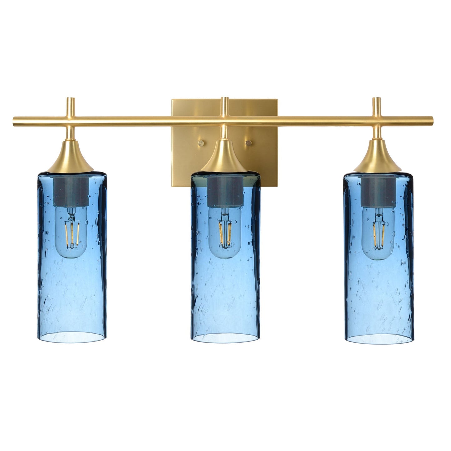 513 3-Light Vanity-Glass-Bicycle Glass Co - Hotshop-Polished Brass-Lunar-Steel Blue-Bicycle Glass Co