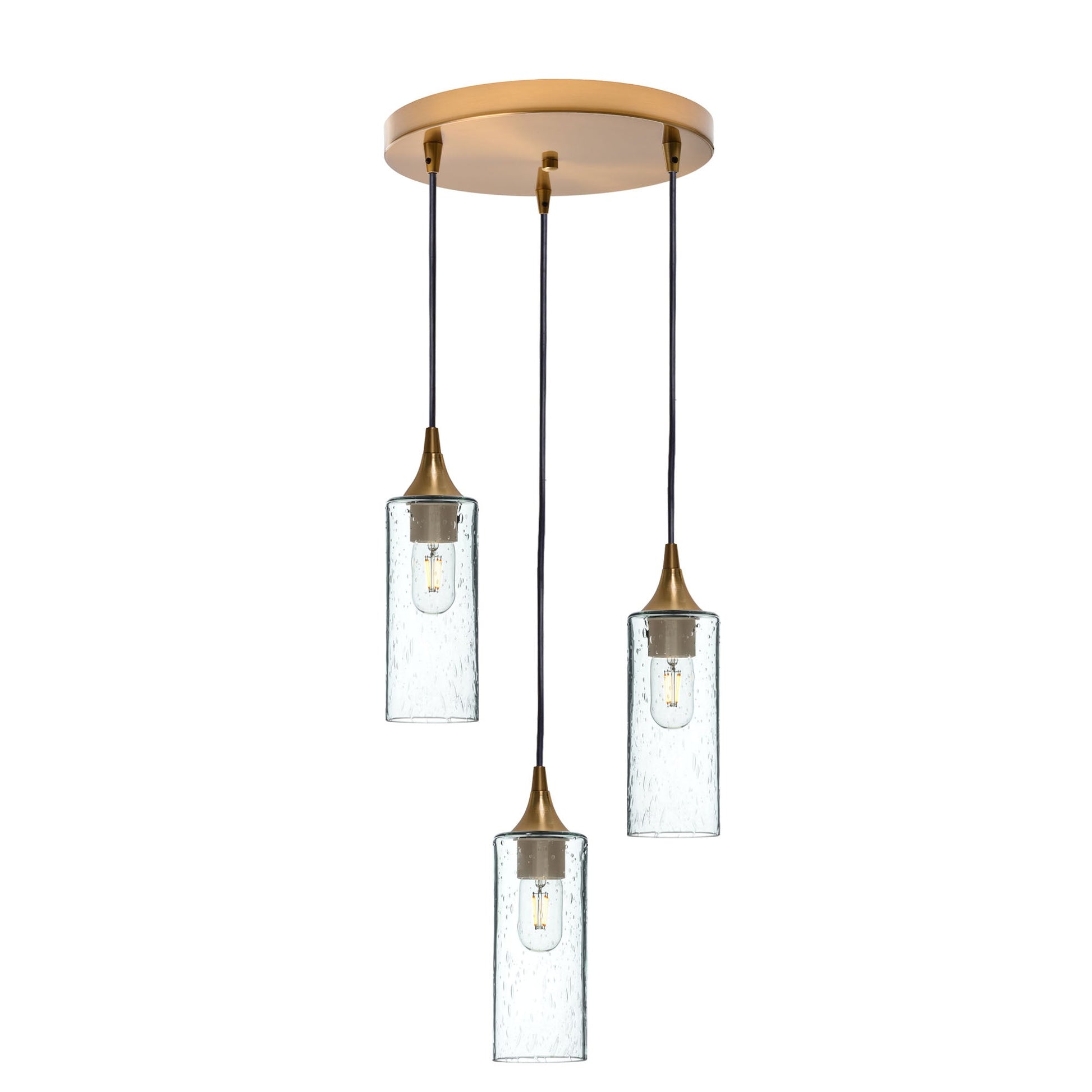 513 3 Pendant Cascade Chandelier-Glass-Bicycle Glass Co - Hotshop-Polished Brass - 8ft Downrod-Lunar-Eco Clear-Bicycle Glass Co