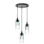 513 3 Pendant Cascade Chandelier-Glass-Bicycle Glass Co - Hotshop-Matte Black - 4ft Downrod-Swell-Eco Clear-Bicycle Glass Co