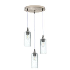 513 3 Pendant Cascade Chandelier-Glass-Bicycle Glass Co - Hotshop-Brushed Nickel - 4ft Downrod-Lunar-Eco Clear-Bicycle Glass Co
