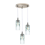 513 3 Pendant Cascade Chandelier-Glass-Bicycle Glass Co - Hotshop-Brushed Nickel - 4ft Downrod-Swell-Eco Clear-Bicycle Glass Co