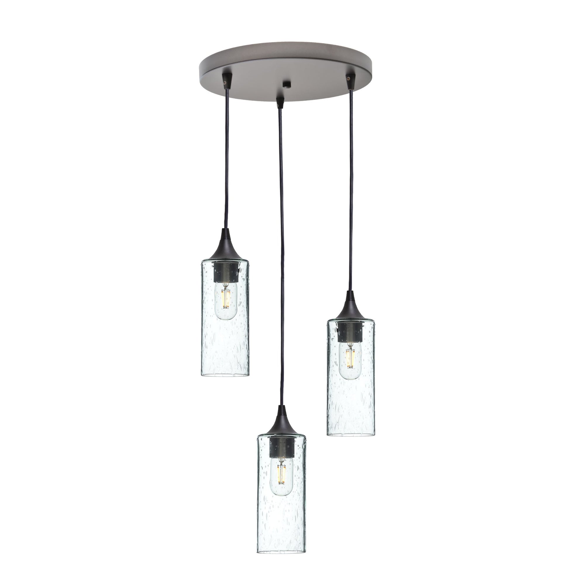 513 3 Pendant Cascade Chandelier-Glass-Bicycle Glass Co - Hotshop-Antique Bronze - 4ft Downrod-Lunar-Eco Clear-Bicycle Glass Co