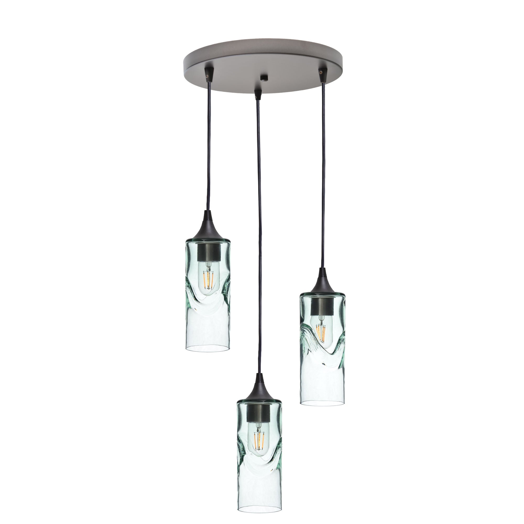 513 3 Pendant Cascade Chandelier-Glass-Bicycle Glass Co - Hotshop-Antique Bronze - Custom-Swell-Eco Clear-Bicycle Glass Co