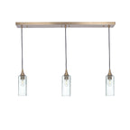 513 3 Pendant Linear Chandelier-Glass-Bicycle Glass Co - Hotshop-Polished Brass - 4ft Downrod-Lunar-Eco Clear-Bicycle Glass Co