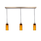 513 3 Pendant Linear Chandelier-Glass-Bicycle Glass Co - Hotshop-Polished Brass - 4ft Downrod-Lunar-Golden Amber-Bicycle Glass Co