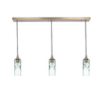 513 3 Pendant Linear Chandelier-Glass-Bicycle Glass Co - Hotshop-Polished Brass - 4ft Downrod-Swell-Eco Clear-Bicycle Glass Co