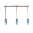 513 3 Pendant Linear Chandelier-Glass-Bicycle Glass Co - Hotshop-Polished Brass - 4ft Downrod-Swell-Slate Gray-Bicycle Glass Co
