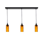 513 3 Pendant Linear Chandelier-Glass-Bicycle Glass Co - Hotshop-Matte Black - 4ft Downrod-Lunar-Golden Amber-Bicycle Glass Co