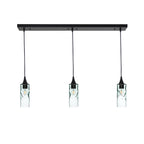 513 3 Pendant Linear Chandelier-Glass-Bicycle Glass Co - Hotshop-Matte Black - 4ft Downrod-Swell-Eco Clear-Bicycle Glass Co