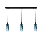 513 3 Pendant Linear Chandelier-Glass-Bicycle Glass Co - Hotshop-Matte Black - 4ft Downrod-Swell-Slate Gray-Bicycle Glass Co