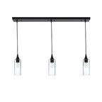 513 3 Pendant Linear Chandelier-Glass-Bicycle Glass Co - Hotshop-Matte Black - 8ft Downrod-Lunar-Eco Clear-Bicycle Glass Co