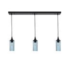 513 3 Pendant Linear Chandelier-Glass-Bicycle Glass Co - Hotshop-Matte Black - 8ft Downrod-Lunar-Slate Gray-Bicycle Glass Co