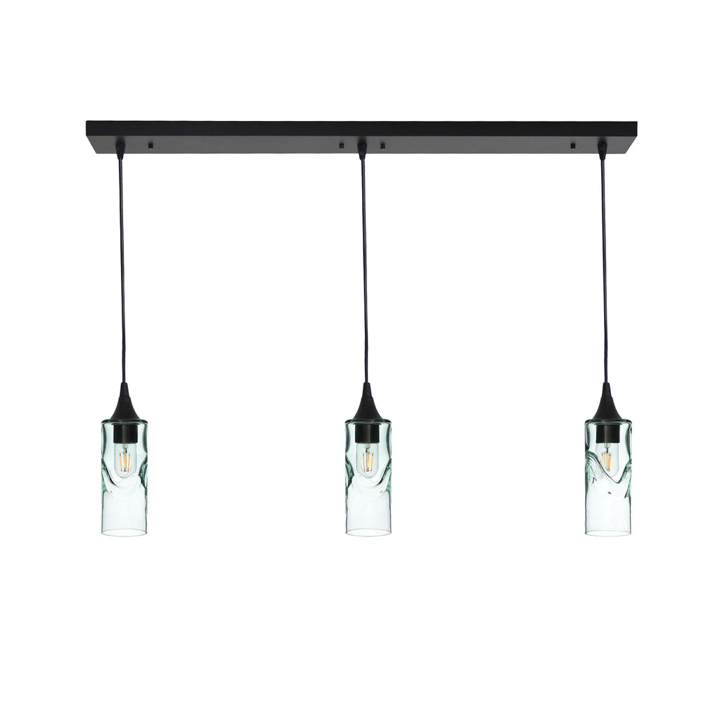 513 3 Pendant Linear Chandelier-Glass-Bicycle Glass Co - Hotshop-Matte Black - 8ft Downrod-Swell-Eco Clear-Bicycle Glass Co
