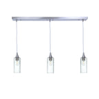 513 3 Pendant Linear Chandelier-Glass-Bicycle Glass Co - Hotshop-Brushed Nickel - 4ft Downrod-Lunar-Eco Clear-Bicycle Glass Co