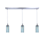 513 3 Pendant Linear Chandelier-Glass-Bicycle Glass Co - Hotshop-Brushed Nickel - 4ft Downrod-Lunar-Slate Gray-Bicycle Glass Co