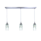 513 3 Pendant Linear Chandelier-Glass-Bicycle Glass Co - Hotshop-Brushed Nickel - 4ft Downrod-Swell-Eco Clear-Bicycle Glass Co