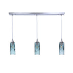 513 3 Pendant Linear Chandelier-Glass-Bicycle Glass Co - Hotshop-Brushed Nickel - 8ft Downrod-Swell-Slate Gray-Bicycle Glass Co