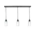513 3 Pendant Linear Chandelier-Glass-Bicycle Glass Co - Hotshop-Antique Bronze - 4ft Downrod-Lunar-Eco Clear-Bicycle Glass Co