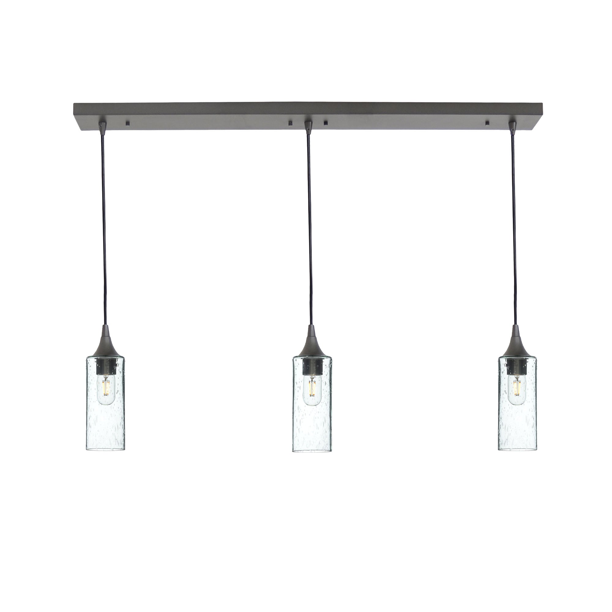 513 3 Pendant Linear Chandelier-Glass-Bicycle Glass Co - Hotshop-Antique Bronze - 4ft Downrod-Lunar-Eco Clear-Bicycle Glass Co
