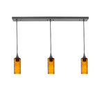 513 3 Pendant Linear Chandelier-Glass-Bicycle Glass Co - Hotshop-Antique Bronze - 4ft Downrod-Lunar-Golden Amber-Bicycle Glass Co