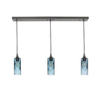 513 3 Pendant Linear Chandelier-Glass-Bicycle Glass Co - Hotshop-Antique Bronze - 4ft Downrod-Swell-Slate Gray-Bicycle Glass Co
