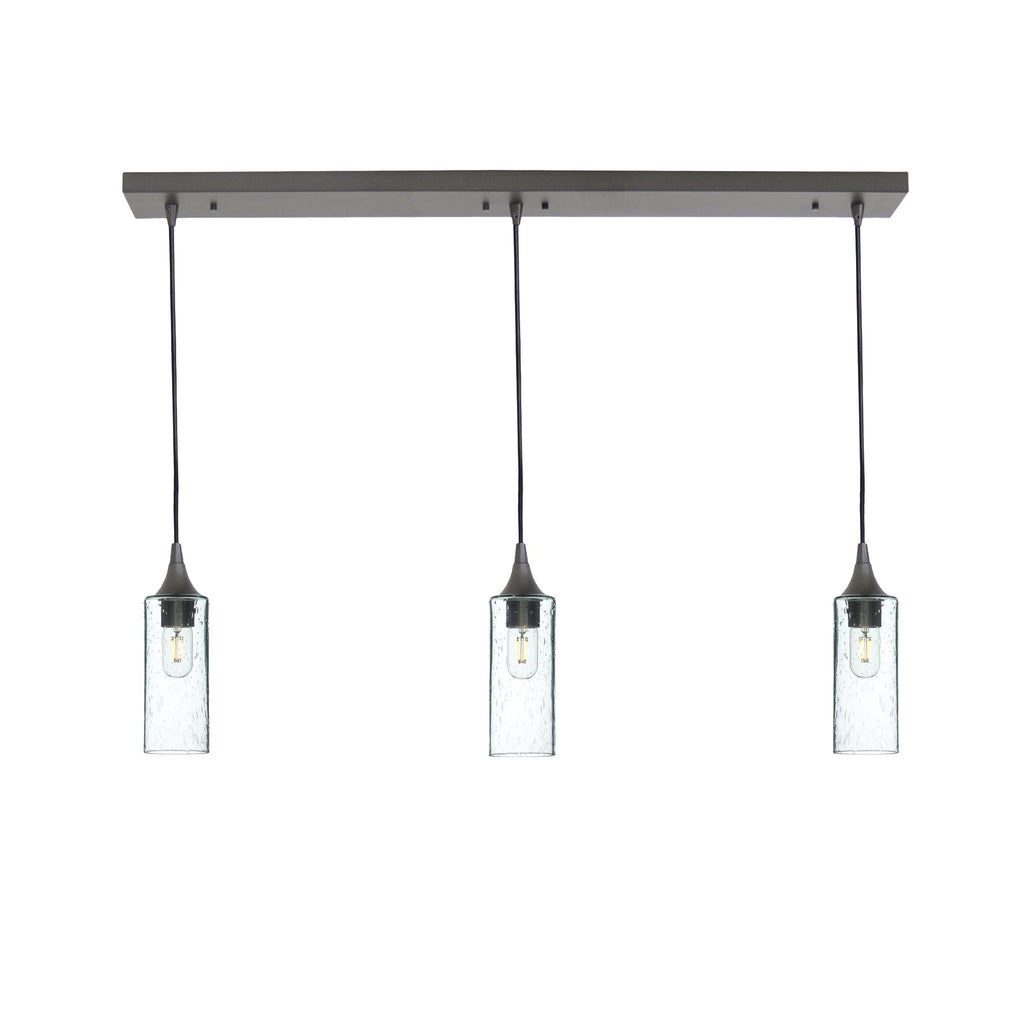 513 3 Pendant Linear Chandelier-Glass-Bicycle Glass Co - Hotshop-Antique Bronze - 8ft Downrod-Lunar-Eco Clear-Bicycle Glass Co