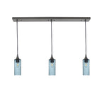 513 3 Pendant Linear Chandelier-Glass-Bicycle Glass Co - Hotshop-Antique Bronze - 8ft Downrod-Lunar-Slate Gray-Bicycle Glass Co