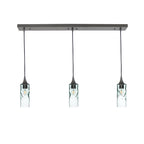513 3 Pendant Linear Chandelier-Glass-Bicycle Glass Co - Hotshop-Antique Bronze - 8ft Downrod-Swell-Eco Clear-Bicycle Glass Co