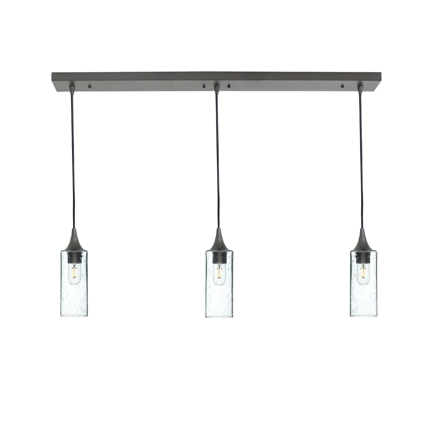 513 3 Pendant Linear Chandelier-Glass-Bicycle Glass Co - Hotshop-Antique Bronze - 8ft Cord-Lunar-Eco Clear-Bicycle Glass Co