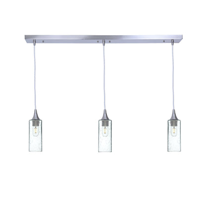513 3 Pendant Linear Chandelier-Glass-Bicycle Glass Co - Hotshop-Brushed Nickel - 4ft Cord-Lunar-Eco Clear-Bicycle Glass Co