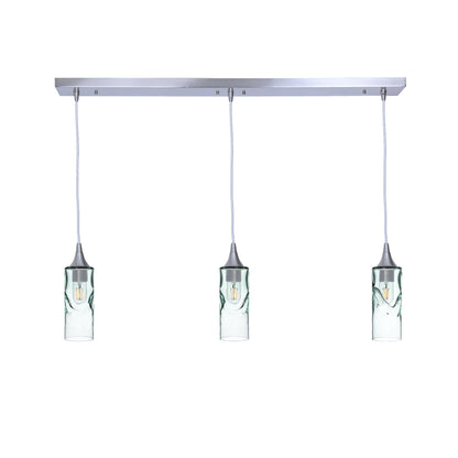 513 3 Pendant Linear Chandelier-Glass-Bicycle Glass Co - Hotshop-Brushed Nickel - 4ft Cord-Swell-Eco Clear-Bicycle Glass Co