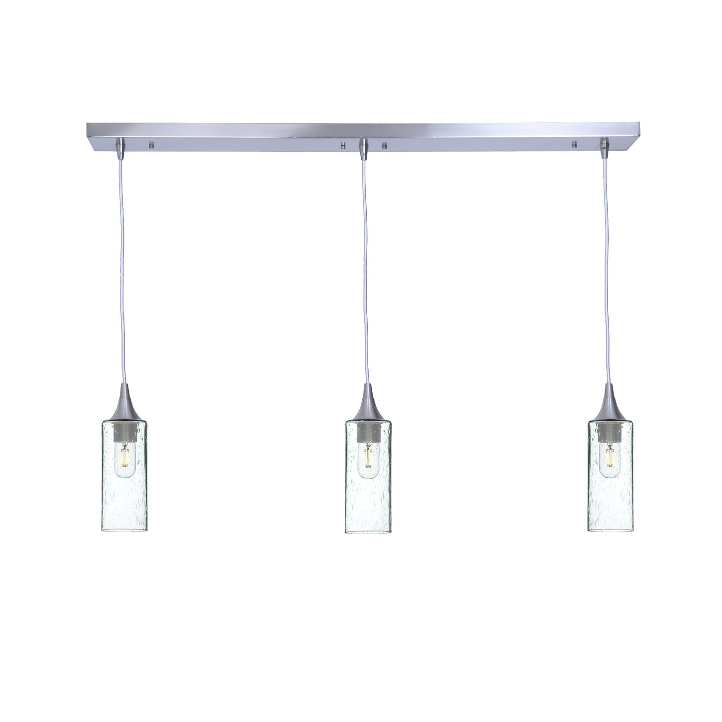 513 3 Pendant Linear Chandelier-Glass-Bicycle Glass Co - Hotshop-Brushed Nickel - Custom-Lunar-Eco Clear-Bicycle Glass Co