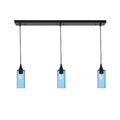 513 3 Pendant Linear Chandelier-Glass-Bicycle Glass Co - Hotshop-Matte Black - 4ft Cord-Lunar-Steel Blue-Bicycle Glass Co